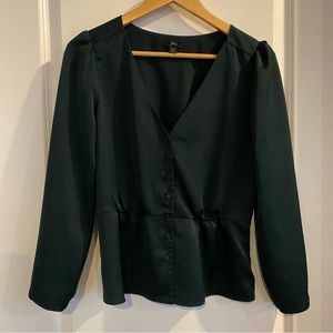 Green J. Crew Peplum Top